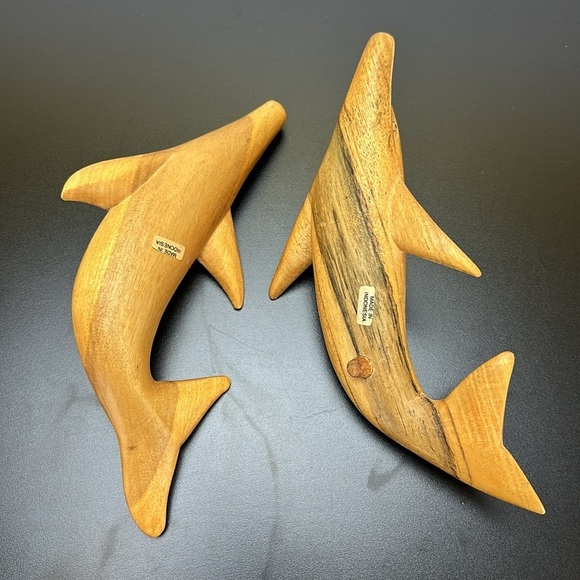 Vtg Wooden Hand Carved Dolphin Sculpture Figurine Indonesia Folk Art - Picture 5 of 15
